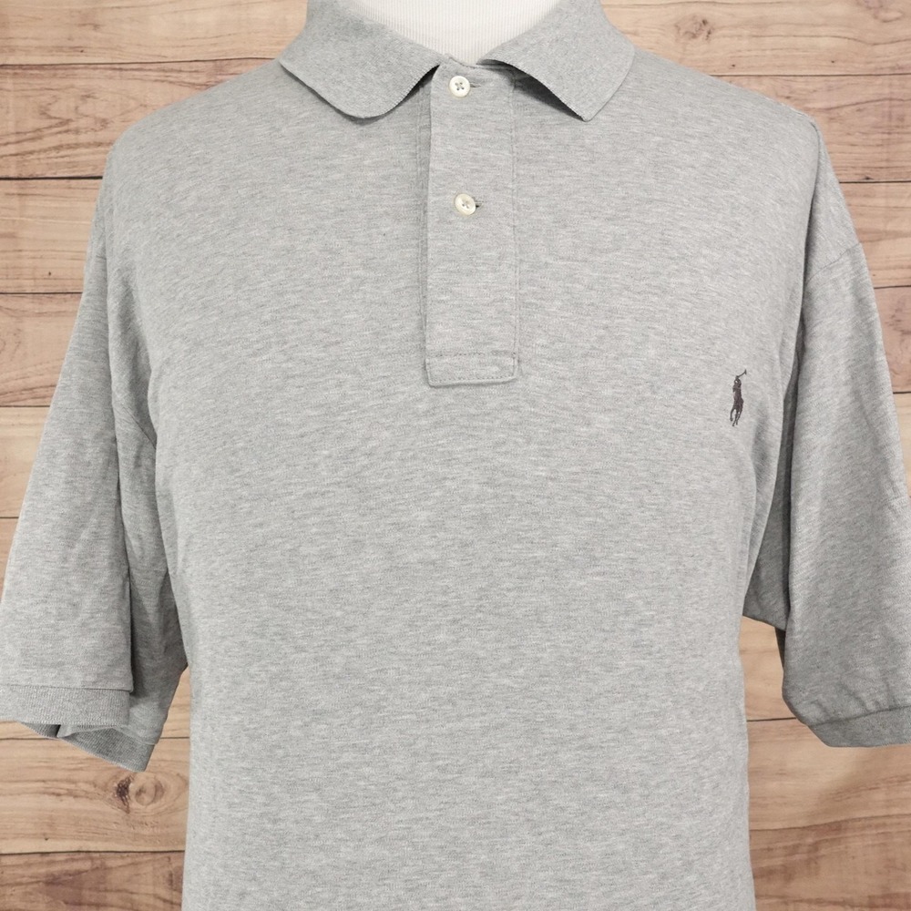 Polo Ralph Lauren Polo Shirt Mens 2XLT Gray 100% Cotton Jersey Soft Touch Blaire